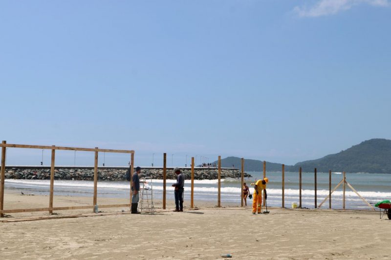 Canteiro de obras da recuperação da orla começa a ser montado – Foto: Ivan Rupp/Secom BC/Divulgação