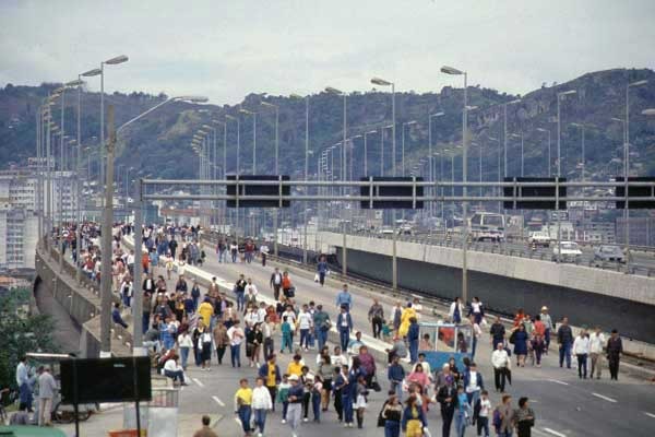 Das tr&ecirc;s pontes, a Pedro Ivo foi a que levou mais tempo para ser constru&iacute;da&nbsp;– Foto: Reposit&oacute;rio UFSC/Reprodu&ccedil;&atilde;o/ND