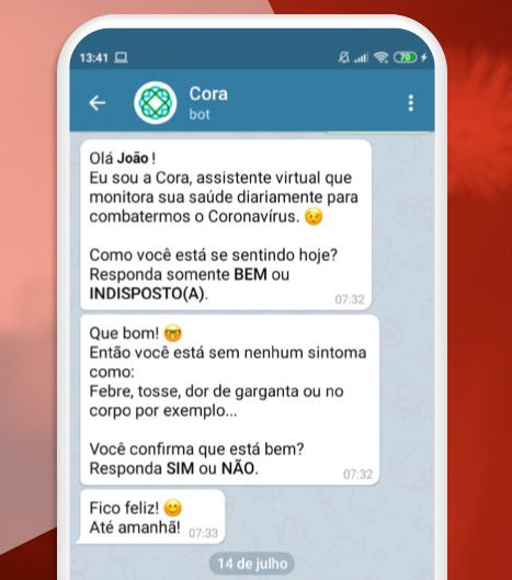 Assistente virtual Cora ajuda a monitorar sa&uacute;de dos funcion&aacute;rios da Fiesc – Foto: Fiesc/Divulga&ccedil;&atilde;o/ND