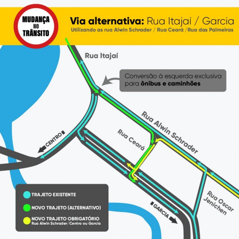 Trânsito no Centro Histórico de Blumenau terá alterações a partir de sábado – Foto: Divulgação/Prefeitura de Blumenau