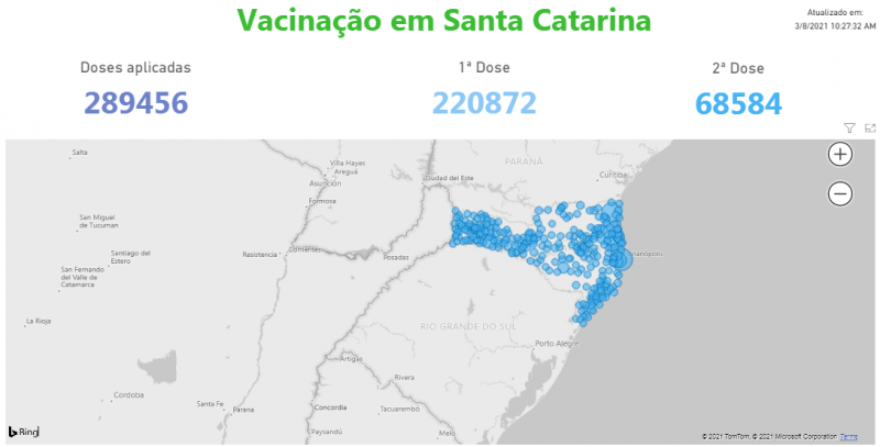 Mapa da vacinação em Santa Catarina – Foto: Reprodução/ND