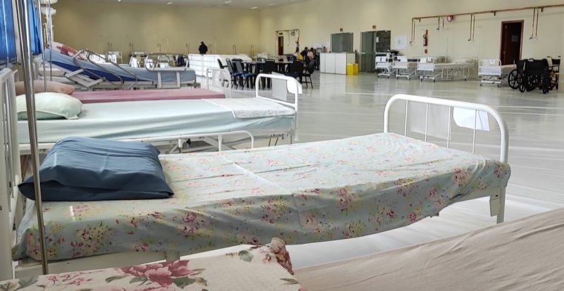 Todos os leitos criados para atendimento de pacientes com Covid-19 estão desocupados. – Foto: Reprodução/Prefeitura de Chapecó/ND