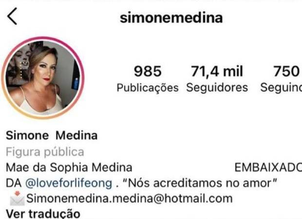 Simone, mãe de Gabriel Medina, muda biografia do Instagram – Foto: Reprodução/Instagram
