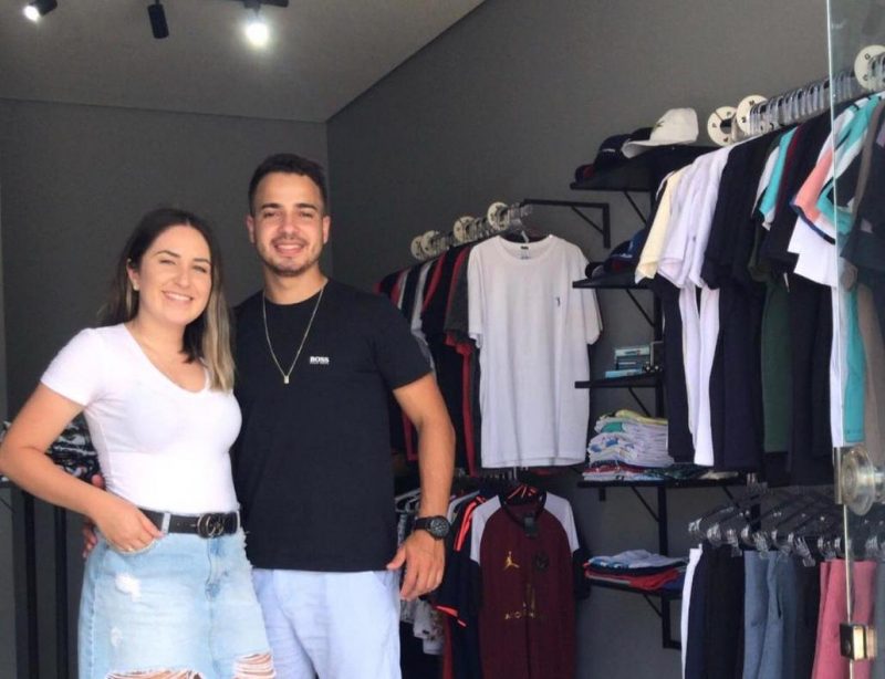 Maiara e Joelson no dia da inauguração da loja – Foto: Acervo pessoal/Divulgação/ND