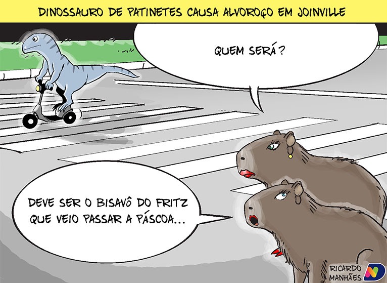 Dinossauro foi flagrado passeando por Joinville
