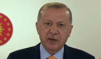 Recep Erdogan discursou nesta quinta (22) na Cúpula do Clima – Foto: Reprodução/Youtube