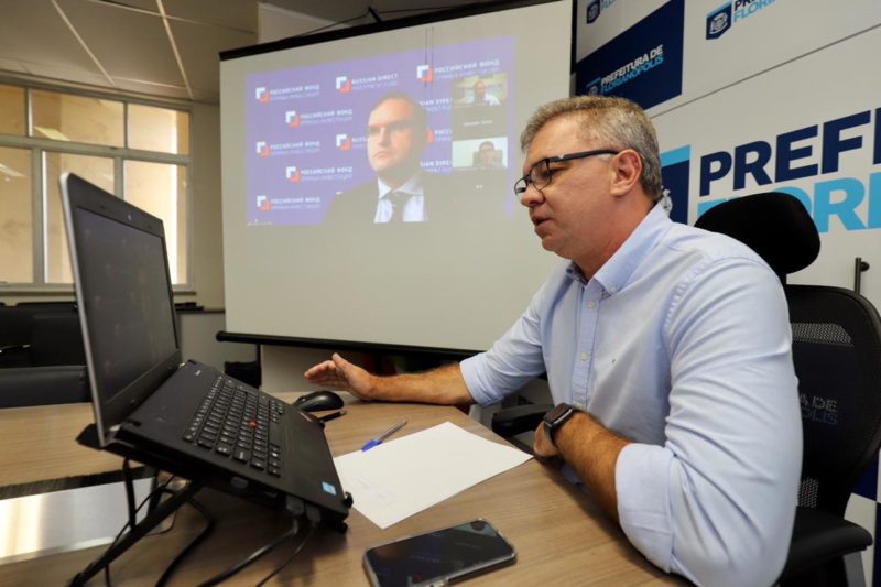 Prefeito Gean Loureiro, que preside o Conectar, se reuniu na manh&atilde; desta segunda-feira (19) com o Fundo Soberano Russo – Foto: PMF/Divulga&ccedil;&atilde;o/ND