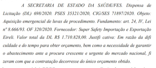 Justificativa para compra de luvas médicas com dispensa de licitação