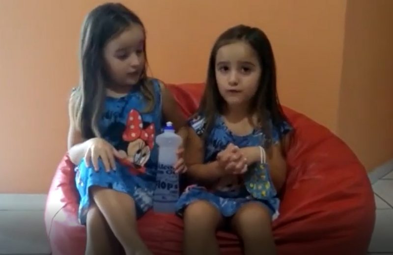 Kamilly e Alana deram uma aula fofa sobre cuidados com a Covid-19 – Foto: Arquivo pessoal/ND