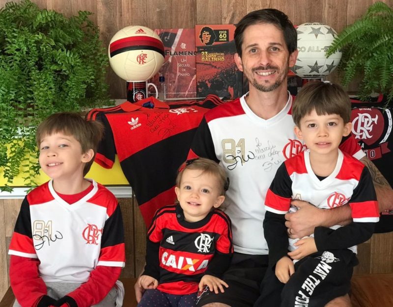 Marcelo com os filhos, Noah (&agrave; esq.), Manuela e Arthur – Foto: Divulga&ccedil;&atilde;o/ND