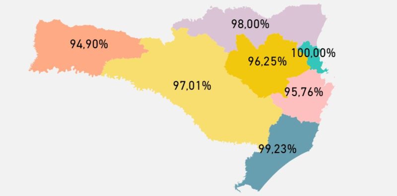 Mapa de ocupação dos leitos de UTI adultos para tratamento da Covid-19 em SC