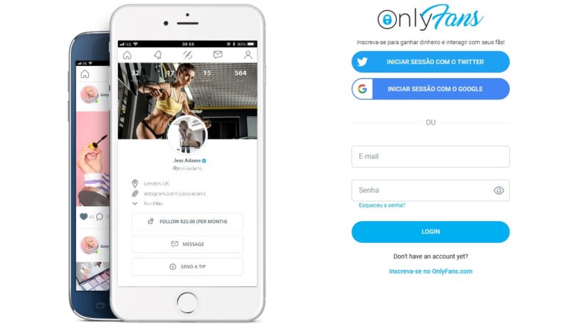 Página inicial do OnlyFans