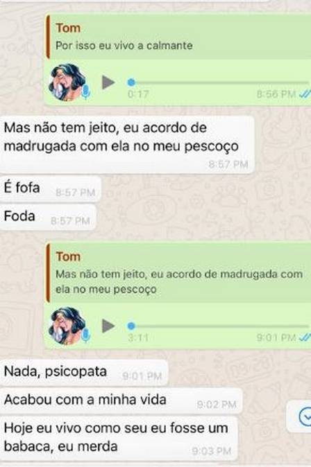 Relatos de Tom Veiga por áudios e mensagens do WhatsApp – Foto: Divulgação/ND