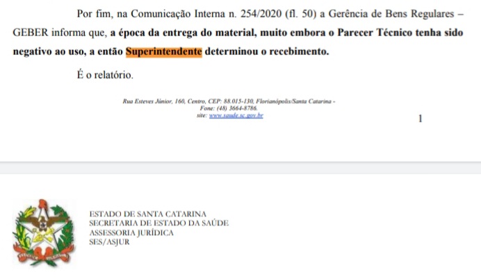 Documento mostra que recebimento das luvas pela SES foi outro erro