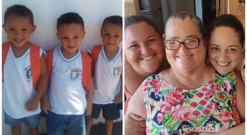 Trigêmeos Pedro Paulo e Felipe estão sob os cuidados do tio e da esposa – Foto: Reprodução/Arquivo pessoal