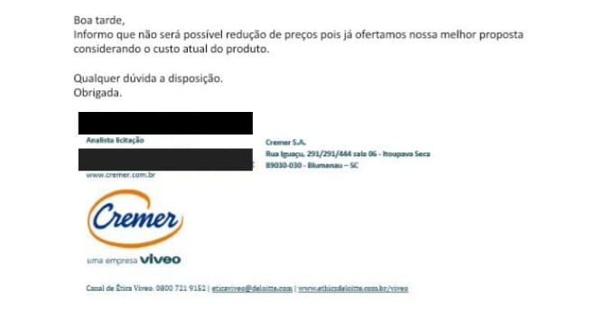 Negociação para compra de luvas médicas