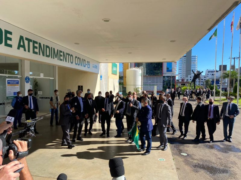 Bolsonaro visitou o Centro Avançado de Atendimento Covid, montado em Chapecó, neste mês – Foto: Willian Ricardo/ND