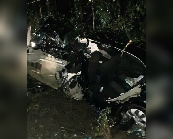 Condutora do Prisma ficou presa &agrave;s ferragens e n&atilde;o resistiu com o impacto da batida – Foto: Corpo de Bombeiros/Divulga&ccedil;&atilde;o ND