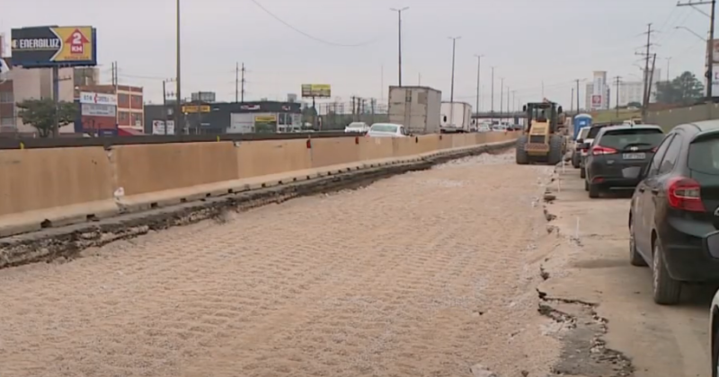 Constru&ccedil;&atilde;o da terceira faixa da BR-101 entre Palho&ccedil;a e S&atilde;o Jos&eacute; segue em ritmo acelerado – Foto: Reprodu&ccedil;&atilde;o/NDTV RecordTV