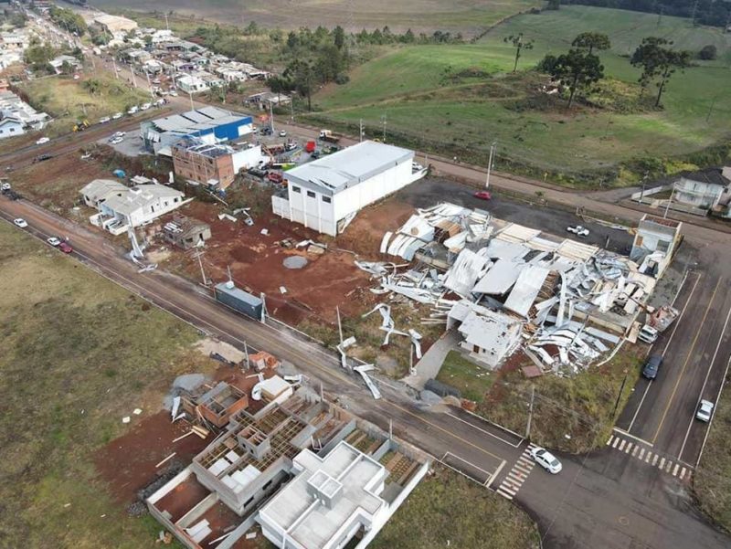 Tornado atingiu Campos Novos na madrugada de sábado (29) &#8211; Foto: Defesa Civil/Divulgação/ND