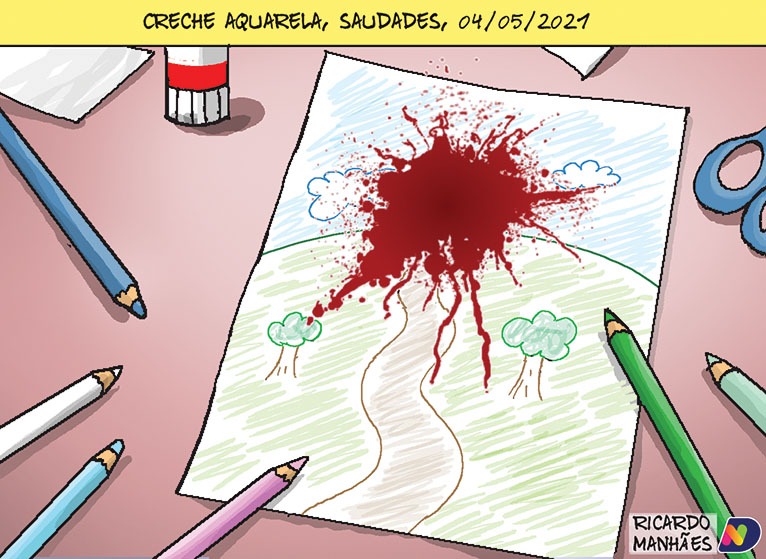 Confira a charge de Ricardo Manhães relembrando o massacre na creche em SC