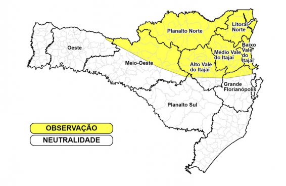 Alerta da Defesa Civil indica chance de temporais isolados neste sábado (29) &#8211; Foto: Defesa Civil/Divulgação/ND