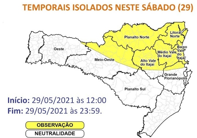 As chuvas fortes devem atingir outras regi&otilde;es do Estado neste s&aacute;bado – Foto: Defesa Civil/Divulga&ccedil;&atilde;o/ND