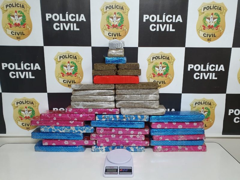 30 kg de droga foram apreendidos pela Polícia Civil de Chapecó &#8211; Foto: Polícia Civil/Divulgação ND
