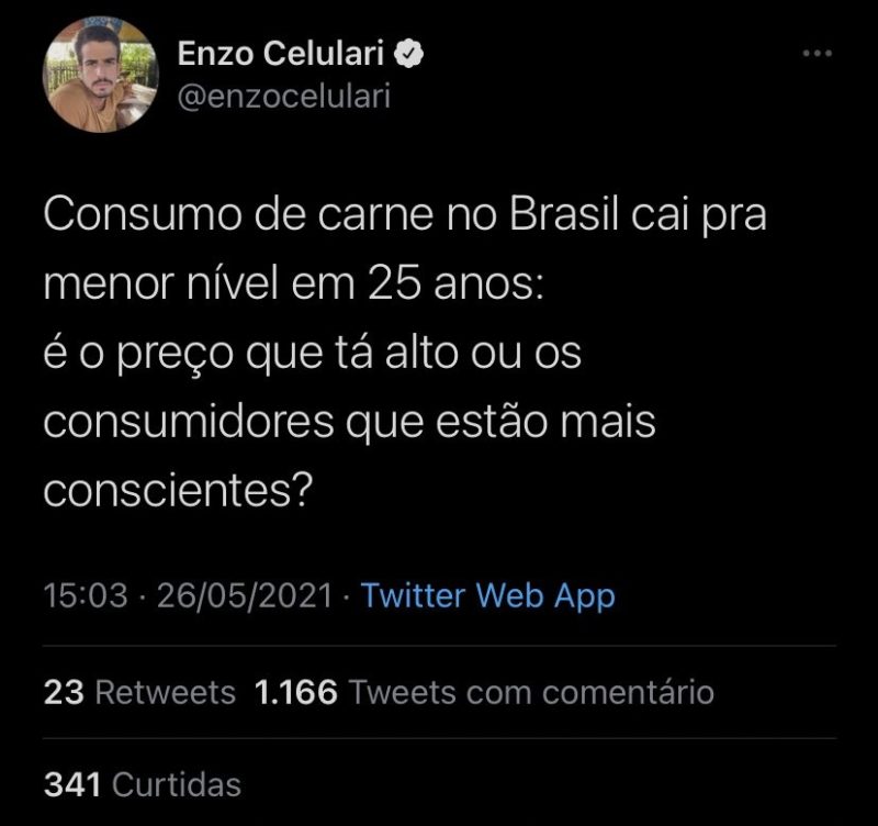 Logo depois de toda pol&ecirc;mica, Enzo Celulari apagou o tuite – Foto: Reprodu&ccedil;&atilde;o Twitter