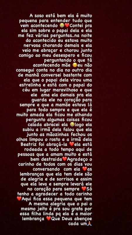 Post no Instagram da ex-namorada de MC Kevin – Foto: Reprodu&ccedil;&atilde;o/Instagram