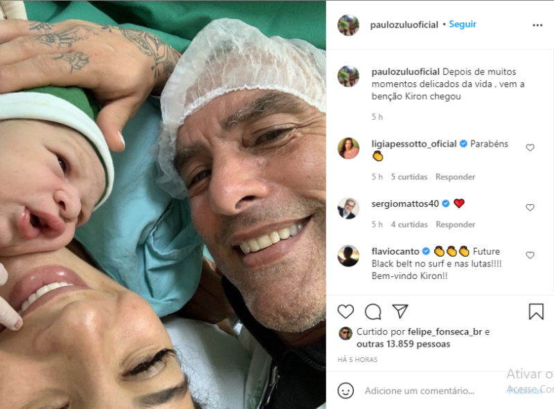 Paulo Zulu apresenta seu terceiro filho – Foto: Foto: Reprodu&ccedil;&atilde;o Instagram