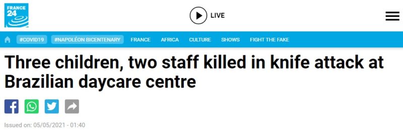Not&iacute;cia publicada no France24 sobre o ataque – Foto: Reprodu&ccedil;&atilde;o/ND