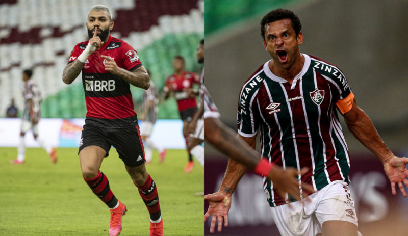 Gabigol e Fred: Candidatos a her&oacute;i no Fla-Flu – Foto: Alexandre Vidal/Flamengo e Lucas Mer&ccedil;on/Fluminense
