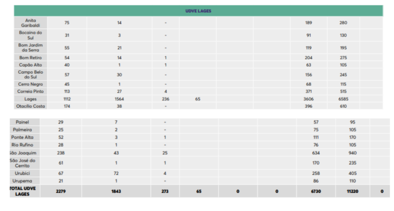 Tabela mostra a quantidade de doses que cada cidade ir&aacute; receber – Foto: Dive/Divulga&ccedil;&atilde;o