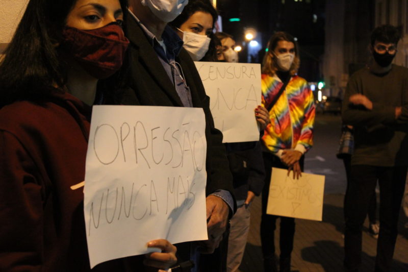 Coletiva Epicena, de Itaja&iacute;, organizou ato contra a “censura” – Foto: Coletiva Epicena/Divulga&ccedil;&atilde;o