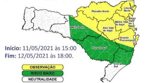 Chuva volumosa e intensa está prevista para esta terça e quarta em SC &#8211; Foto: Defesa Civil SC/Divulgação