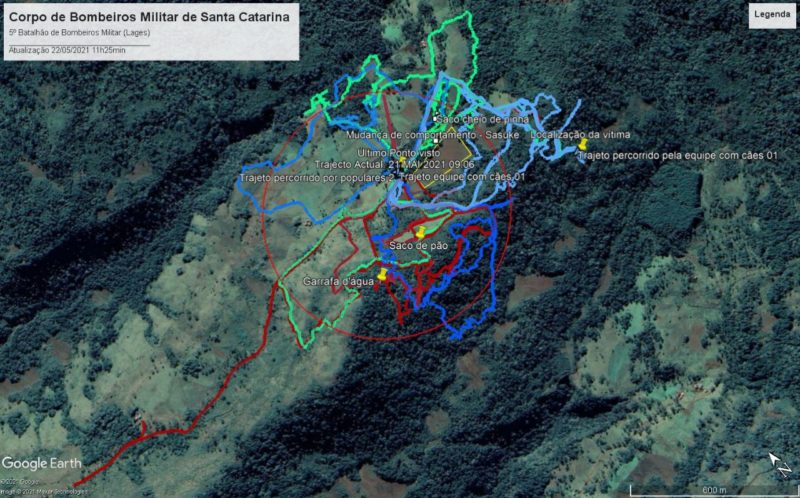 Área onde o corpo da vítima foi encontrado – Foto: Divulgação/Corpo de Bombeiros