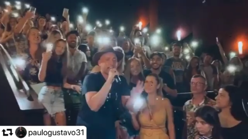 Paulo Gustavo em cinema de Balneário Camboriú – Foto: Reprodução/Redes Sociais