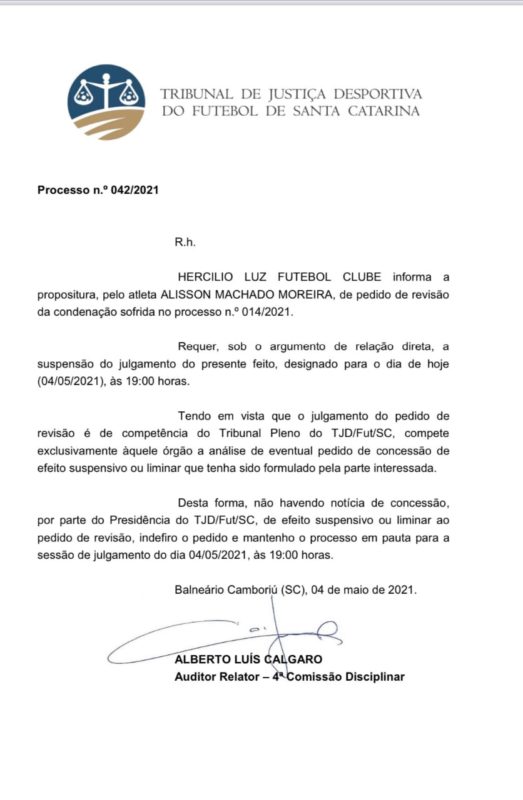 Pedido de suspensão e revisão foi negado para o Hercílio Luz. Julgamento mantido. – Foto: TJD/divulgação