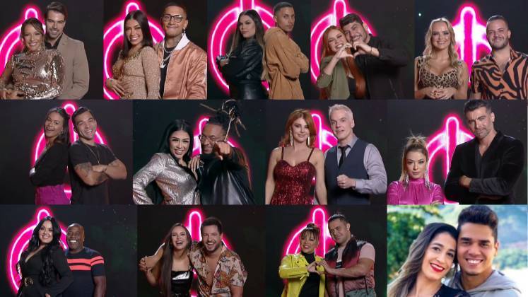 Casais que estão participando da edição 5 do Power Couple – Foto: Divulgação/Record TV