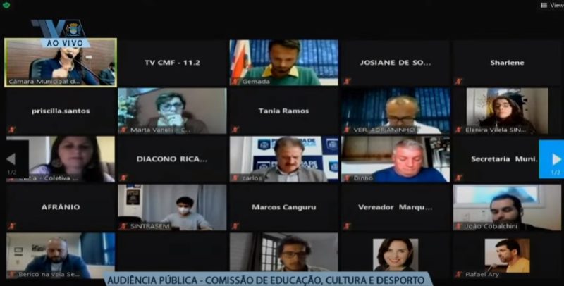 Audi&ecirc;ncia p&uacute;blica discutiu a retomada das aulas presenciais na rede municipal de Florian&oacute;polis – Foto: Reprodu&ccedil;&atilde;o/ND