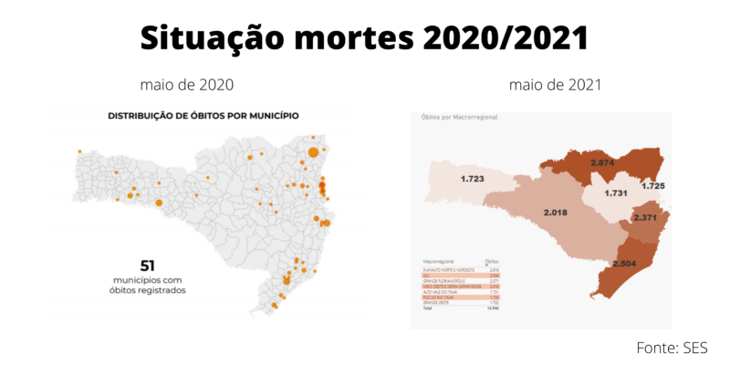 Mapa mostra situação das mortes em 2020/21