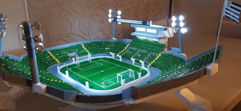 Vista “aérea” da maquete do Estádio Orlando Scarpelli – Foto: Família Macário/ND