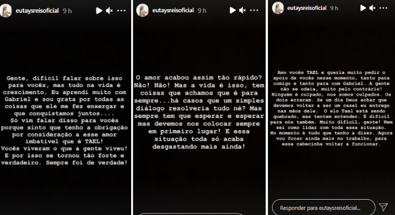 Tays comenta t&eacute;rmino com Biel – Foto: Instagram/ Reprodu&ccedil;&atilde;o/ND