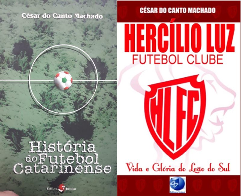 Dois livros escritos sobre a hist&oacute;ria do futebol Catarinense e sobre o Herc&iacute;lio Luz. Legado do escritor – Foto: arte/divulga&ccedil;&atilde;o