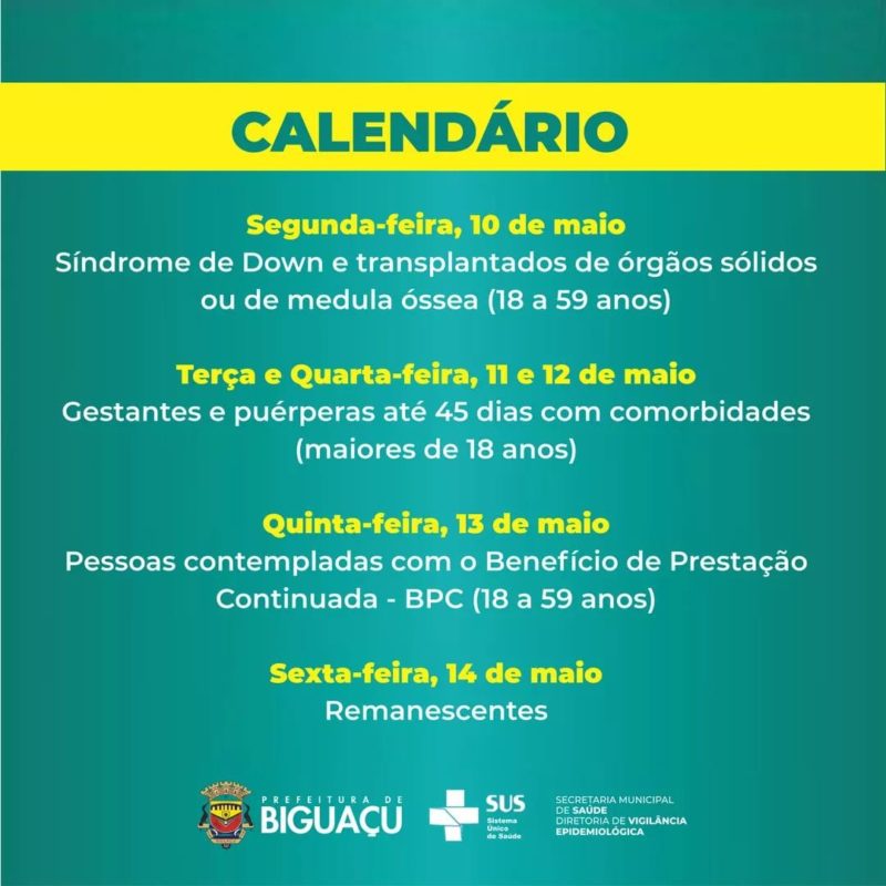 Biguaçu dá continuidade à vacinação contra Covid-19 – Foto: Reprodução/Prefeitura de Biguaçu