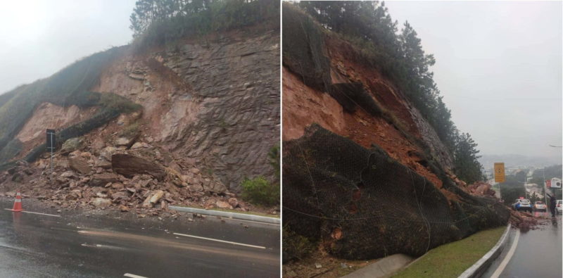 Avenida panorâmica foi interditada após deslizamento – Foto: Camboriú News/Reprodução