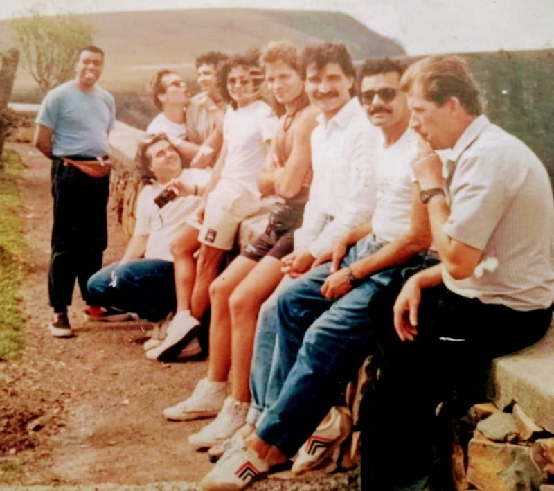 elchior, a banda e o professor Gomes na Serra do Rio do Rastro, na Serra catarinense
