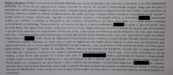 Pai abriu boletim de ocorr&ecirc;ncia sobre o caso – Foto: Arquivo pessoal