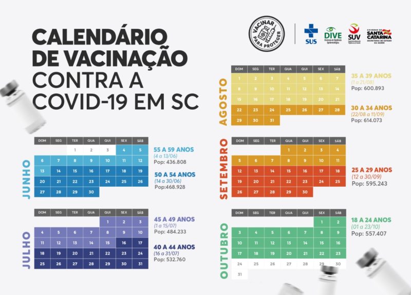 Catarinenses com mais de 18 anos devem ser vacinados até outubro – Foto: SES/Divulgação/ND